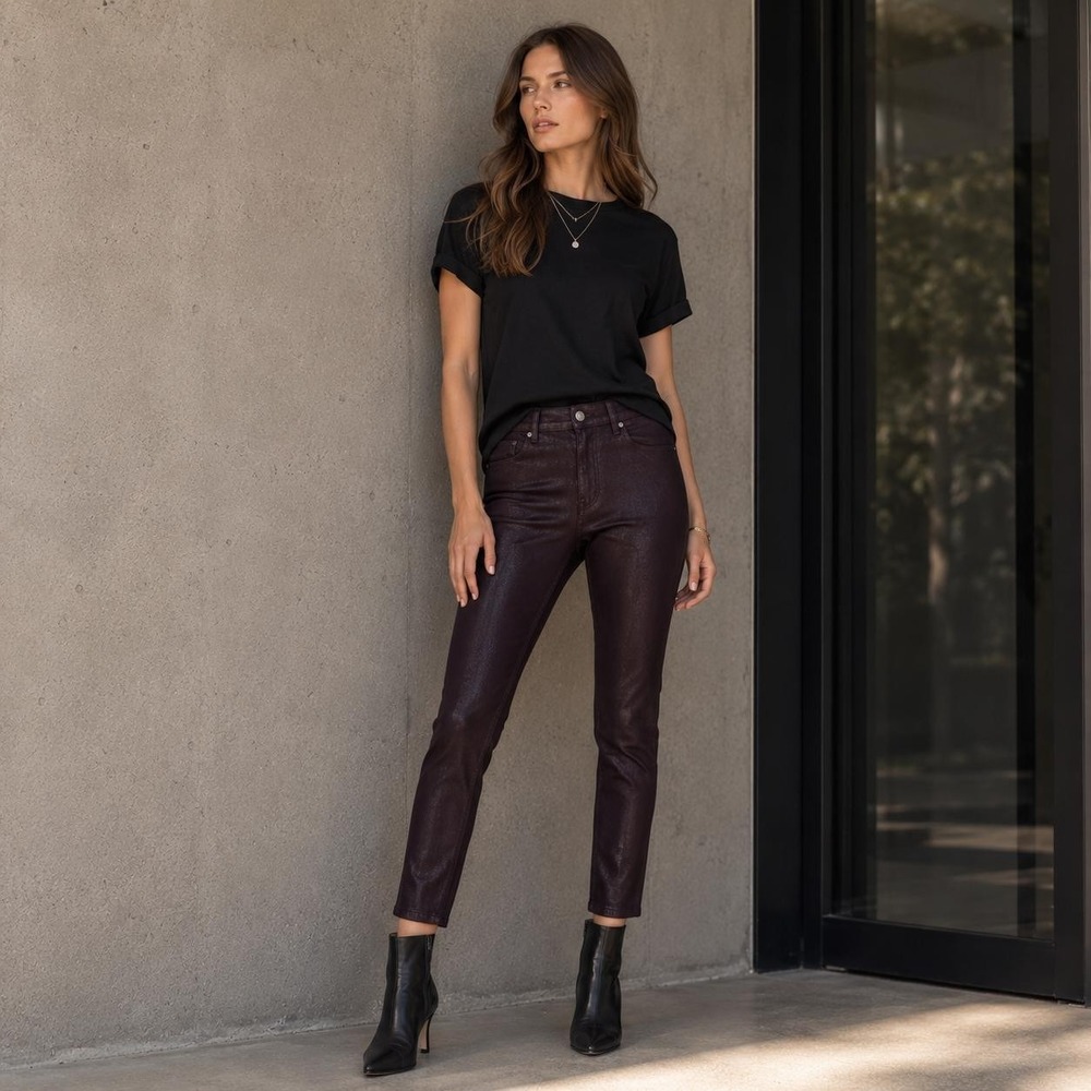 PAIGE New Women' Jeans 30 Hoxton Ankle Transcend Luxe Coated Skinny 1767799-4948